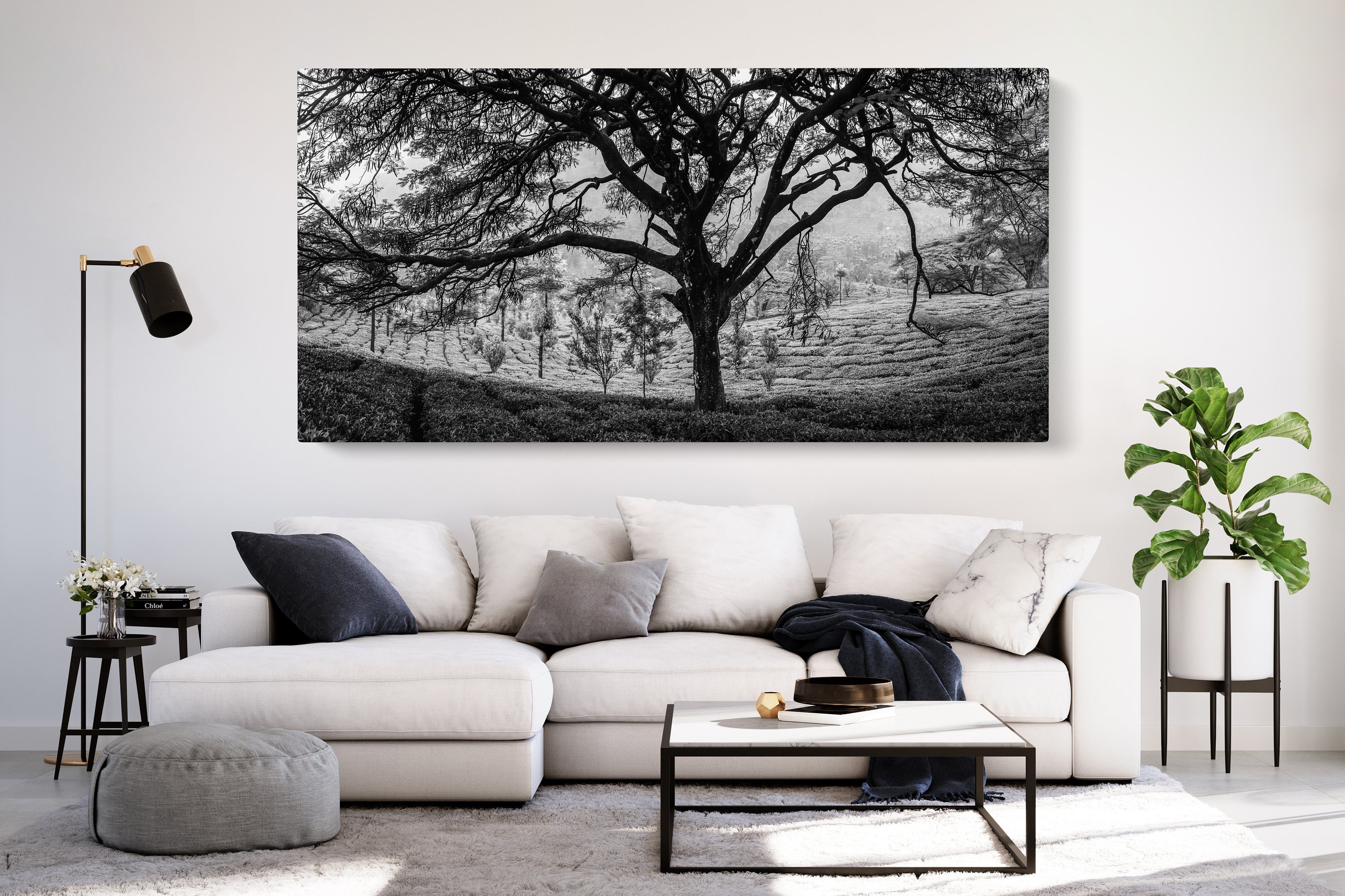 Black and White Tree Photography Canvas Landscape Photo Set of 1 3 4 5 ...