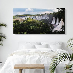 Waterfall Photography Canvas | Iguazu Falls Landscape Photo Set of 1 3 4 5 Piece Split Panel | Extra Large Nature Rainforest Wall Art Decor