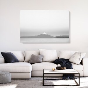 Black and White Volcano Photography Canvas | Landscape Photo Set of 1 2 3 5 Piece Split Panel | Bleak Sky in Osorno | Extra Large Wall Decor