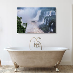 Waterfall Landscape Photography Canvas | Brazil Photo Set of 1 2 3 5 Piece Split Panel Bedroom Decor | Iguazu Falls Extra Large Wall Art