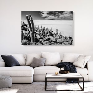 Black and White Cacti Photography Canvas | Cactus Photo Set of 2 3 5 Piece Split Panel | Extra Large Wall Art Decor Prints for Bedroom