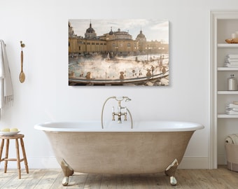 Szechenyi Thermal Baths Photography Canvas | Budapest Architecture Photo Set of 1 2 3 5 Piece Split Panel | Hungary Spa Extra Large Wall Art