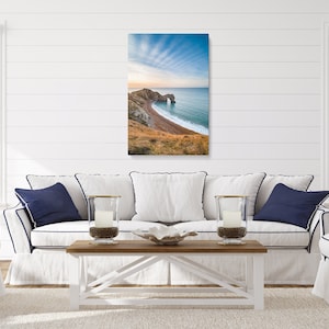 Coastal Rock Formations at Beach Photography Canvas | Landscape Photos | Sunrise Pictures Large Bedroom Decor | Durdle Door Dorset Wall Art