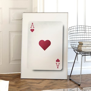 Ace of Hearts Print | Digital Download Wall Art | Poker Poster Prints | Printable Art | Wall Decor | Trendy Wall Art | Aesthetic Room Decor