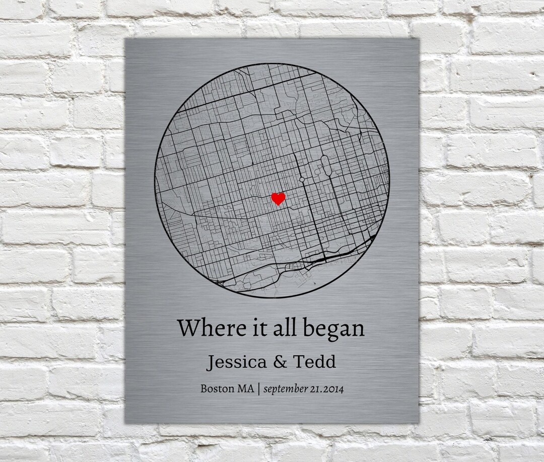 Print Your Places, Map Our First Date Personalized Tin, Wife
