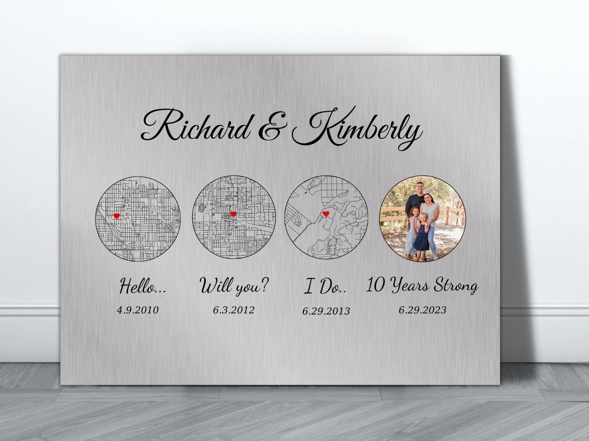 Aluminum Anniversary Gift, Custom 10th Anniversary Sign, Personalized