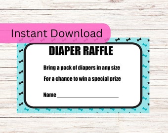 INSTANT DOWNLOAD Diaper Raffle Tickets Downloadable Baby Shower Diaper Raffle Ticket Bow Tie Diaper Raffle Ticket