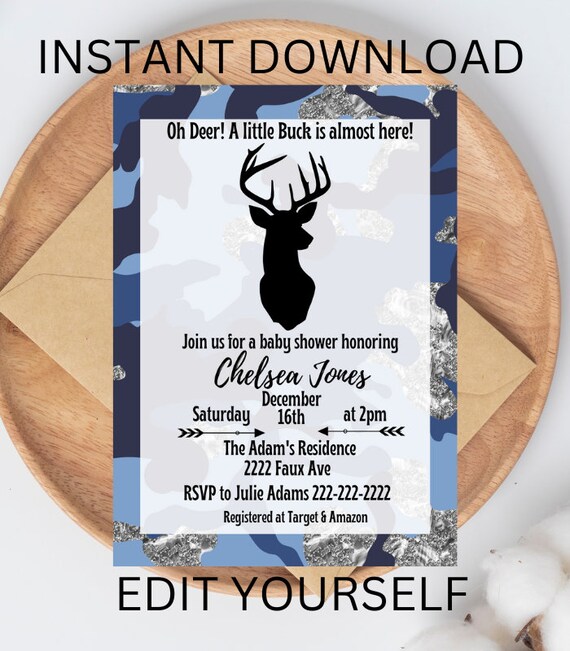 Blue Camo Camouflage Baby Shower Ideas Woodland Camo Baby Shower