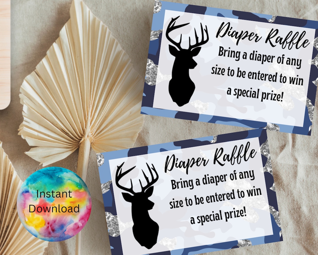 Instant Download Buck Diaper Raffle Ticket Printable Camo Buck Diaper ...