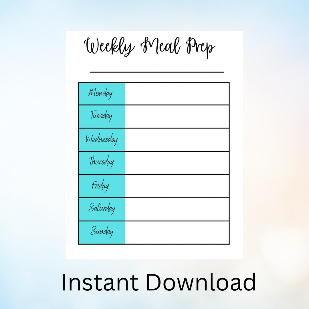 Meal Prep Printable Meal Prep Digital Meal Prep - Etsy