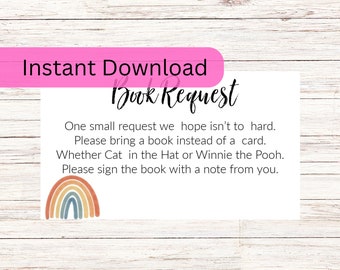 Printable Books for Baby Card Book Request Books for Baby Baby Shower ...