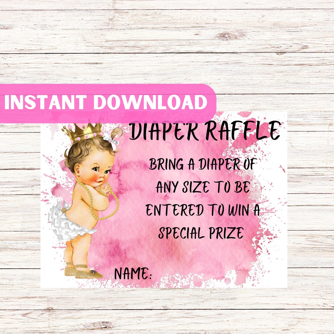 Instant Download Diaper Raffle Ticket Printable Diaper Raffle Ticket ...