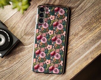 Étui pour téléphone portable, fleurs colorées, étui pour smartphone, pochette, smartphone, étui pour téléphone portable, fleurs, étui pour smartphone, housse, smartphone, hardcase