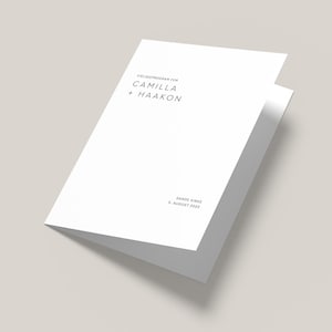 Vielsesprogram &quot;Camilla&quot; 210 x 297 mm (A4), Designmal, Digital Fil, Redigerbar i Canva, Printbart Kirkeprogram, Bryllup