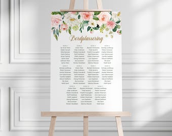 Bordplan ""VICTORIA"" A2 (420 x 594 mm), Designmal, Digital Fil, Redigerbar in Canva, Printbar Bordplan, Bryllup."