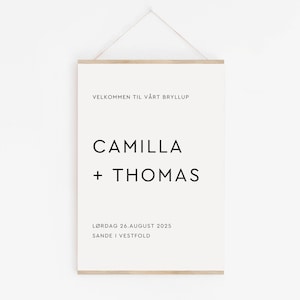 Velkomstskilt "Camilla" A3 (297 x 420 mm), Designmal, Digital Fil, Redigerbar i Canva, Printbar Velkomstskilt, Bryllup
