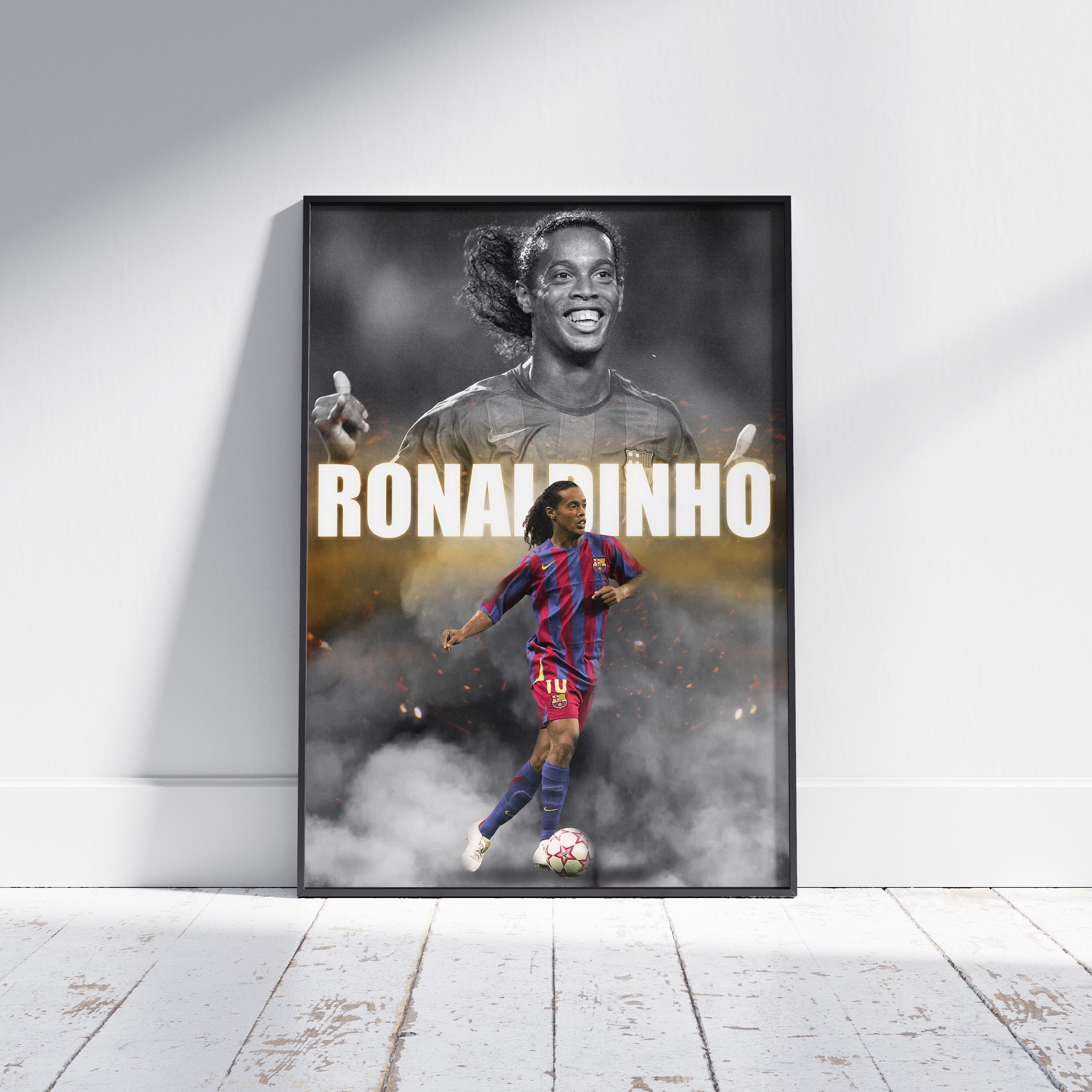 Ysirseu Ronaldinho Gaucho Barca Metal Tin Sign 8 x 12 in Sport Artwork  Vintage Poster Man Cave Decorative