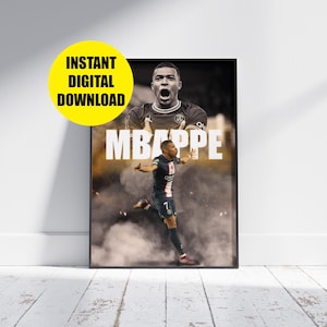 Kylian Mbappe PSG Poster: Digital Football Art Print (Digital Download)