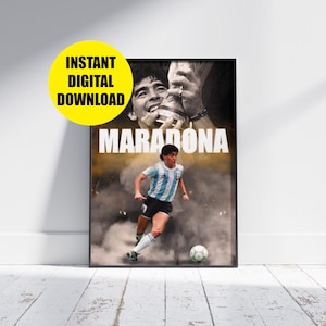 Diego Maradona Poster, Maradona Poster, Football Poster, Football Print, Football Wall Art, Soccer Poster, Digital Football Poster