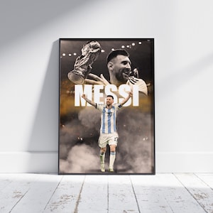 Lionel Messi World Cup Win Poster: Argentina Football Legend