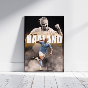 Haaland Man City Poster: Football Art Print, Soccer Fan Gift