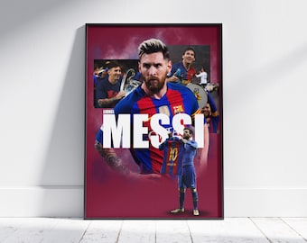 Lionel Messi Barcelona Poster, Football Poster, Football Print, Messi Poster, Poster Gift, Soccer Poster, Football Fan Gifts