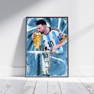 Lionel Messi World Cup Win Poster: Football Art Print