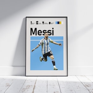 Lionel Messi voetbalposter, voetbalposter, voetbalprint, voetbalkunst aan de muur, voetbalposter, voetballegendes, cadeau voetbalfan