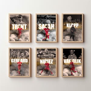 Salah, Nunez, Van Dijk, Liverpool FC Football Poster Bundle, Football Fan Gift, Football Poster Gift, Soccer Wall Art