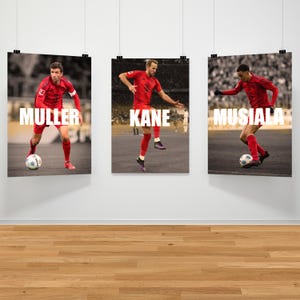 Bayern Munich Football Poster Set: Kane, Muller, Musiala (Digital Download)