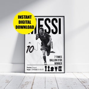 Lionel Messi Barcelona-poster, voetbalposter, voetbalafdruk, voetbalkunst aan de muur, voetbalposter, cadeau voetbalfan, digitale poster