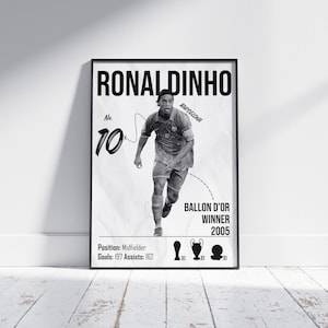 Ronaldinho Poster, Football Poster, Football Print, Football Picture, Poster Gift, Soccer Poster, Ronaldinho Print