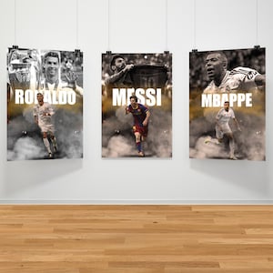 Ronaldo Messi Mbappe Football Poster Bundle, Football Fan Gift, Football Poster Gift, Soccer Wall Art, Soccer Poster, Football Poster