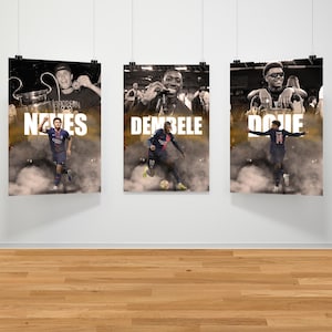 PSG Football Poster Bundle: Dembele, Doue & Neves (Digital Download)