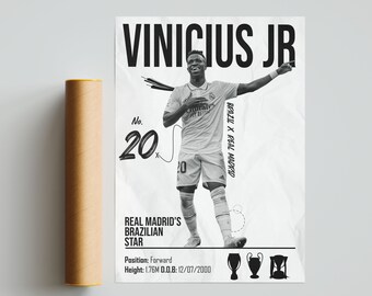 Affiche Vinicius Junior – Real Madrid – Buteur – Pop Art – 20x30 Pouces – Neuve