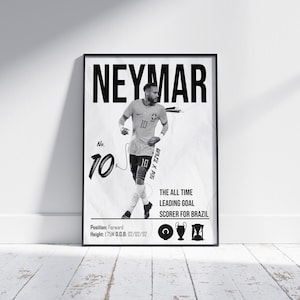 Neymar Jr. Football Poster: Brazil & Barcelona Legend Art Print