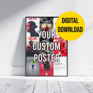 Wählen Sie Ihr eigenes digitales Fußball-Poster / personalisierte Wandkunst / Fußball-Poster / Fußball-Poster / Fußball-Geschenk / Fußball-Kunst