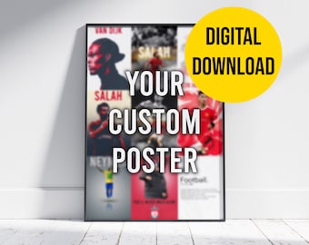 Choose Your Own Digital Football Poster / Personalised Wall Art / Football Poster / Soccer Poster / Football Gift / Football Art