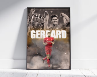 Steven Gerrard Liverpool Poster, Football Poster, Football Print, Football Poster Gift, Soccer Poster, Liverpool Legends