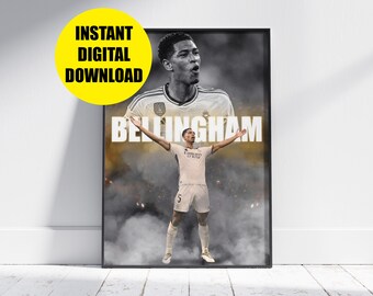 Jude Bellingham Real Madrid Poster, Football Poster, Football Print, Football Wall Art, Soccer Poster, Football Fan Gift, Digital Poster