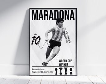 Diego Maradona Poster, Maradona Poster, Football Poster, Football Print, Football Wall Art, Poster Gift, Soccer Poster Gift