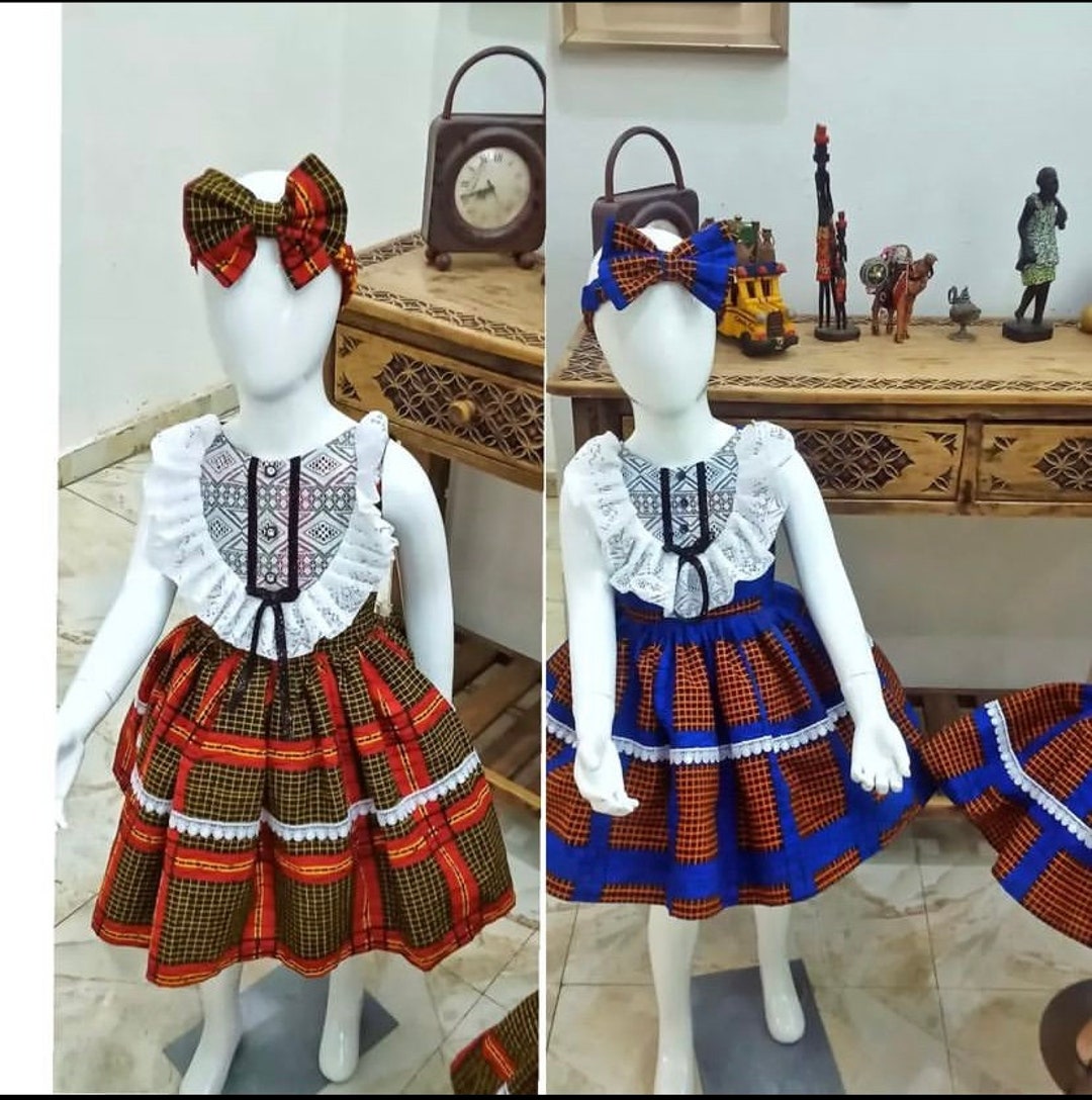 Kid's Ankara With Lace Mix Dress 