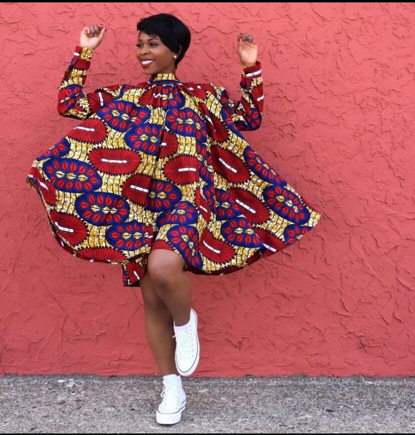 High neck ankara circle dress