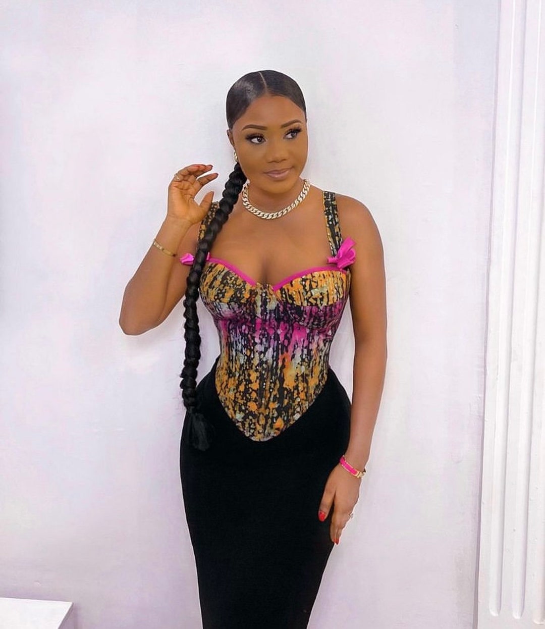 Adire/ankara Corset Top With Eyelet and Pull String - Etsy