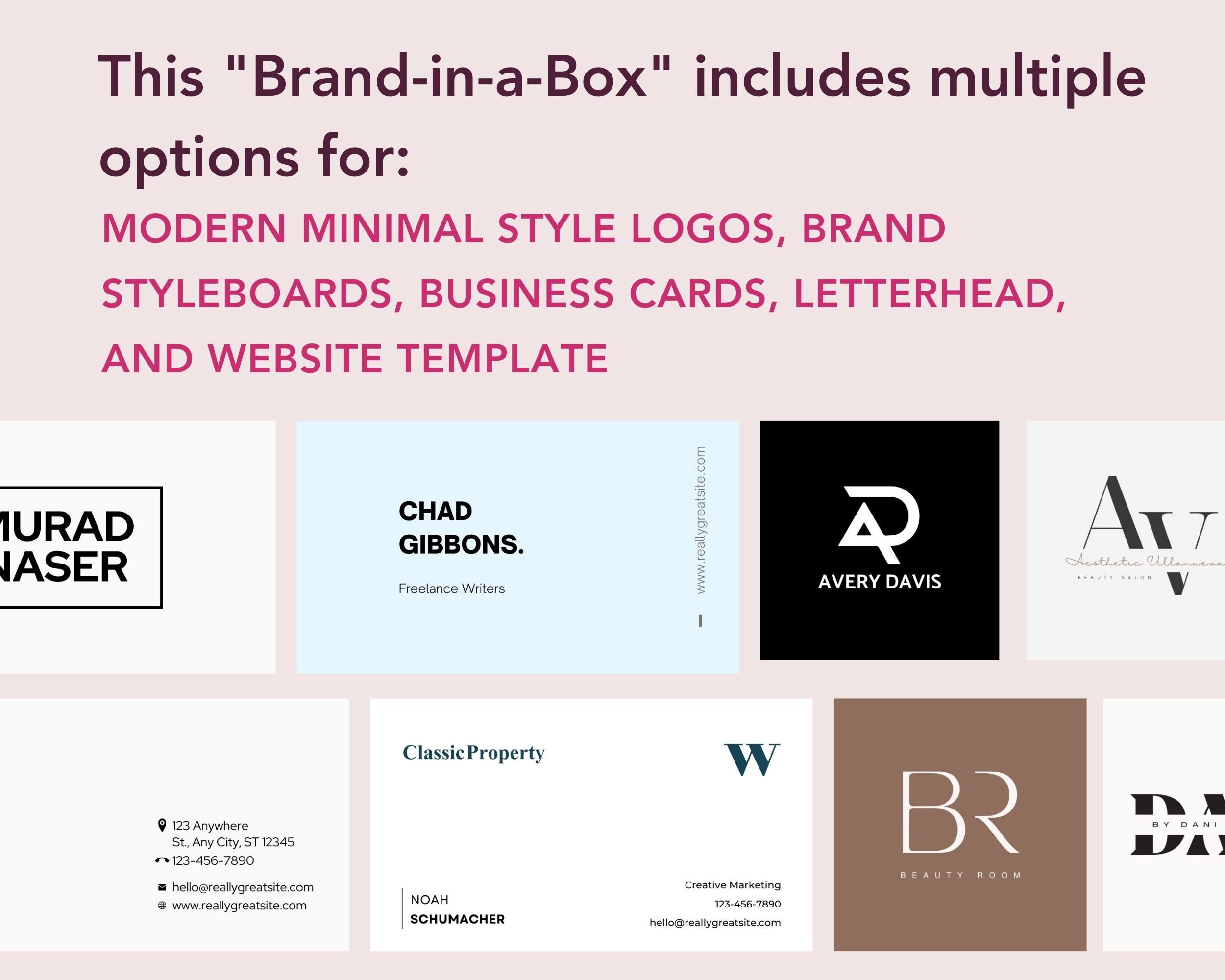 Logo Design for Small Business, Canva Website Template, Brand Kit