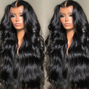 HD Full Swiss Lace Natural Human Remy Virgin Hair Wig Waves Lace Wig 13*4 13*6 360 Preplucked Hairline 180 % Density Human Hair