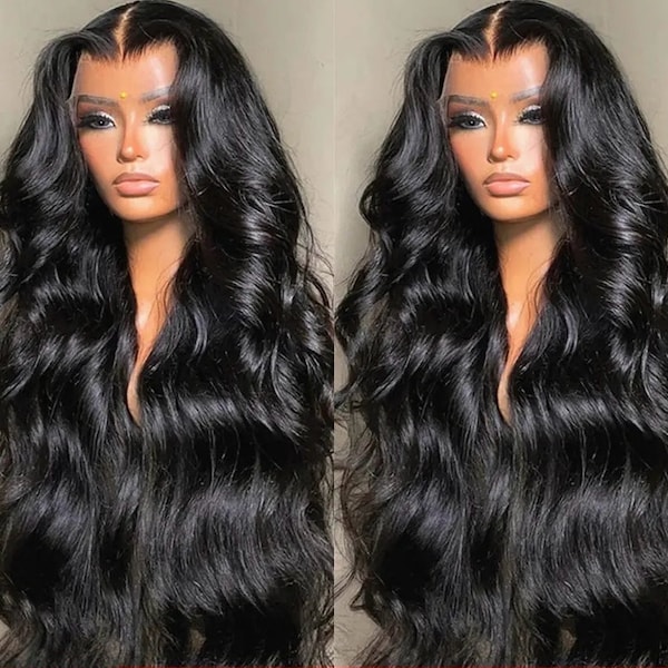 HD Full Swiss Lace Natural Human Remy Virgin Hair Wig Waves Lace Wig 13*4 13*6 360 Preplucked Hairline 180 % Density Human Hair