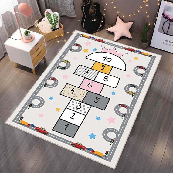 Girls Play Rug Hopscotch Game Rug Kids Room Decor Game Room Etsy