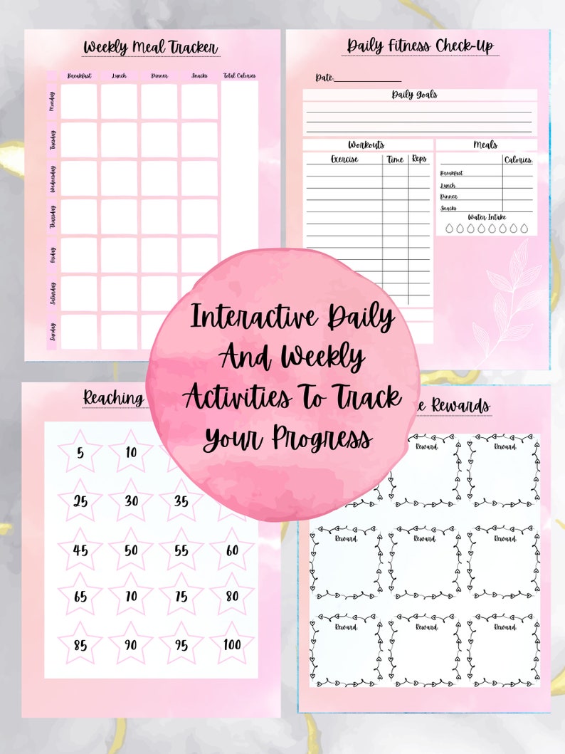 Pink Weight Loss Journal. Printable Digital Weight Loss Etsy