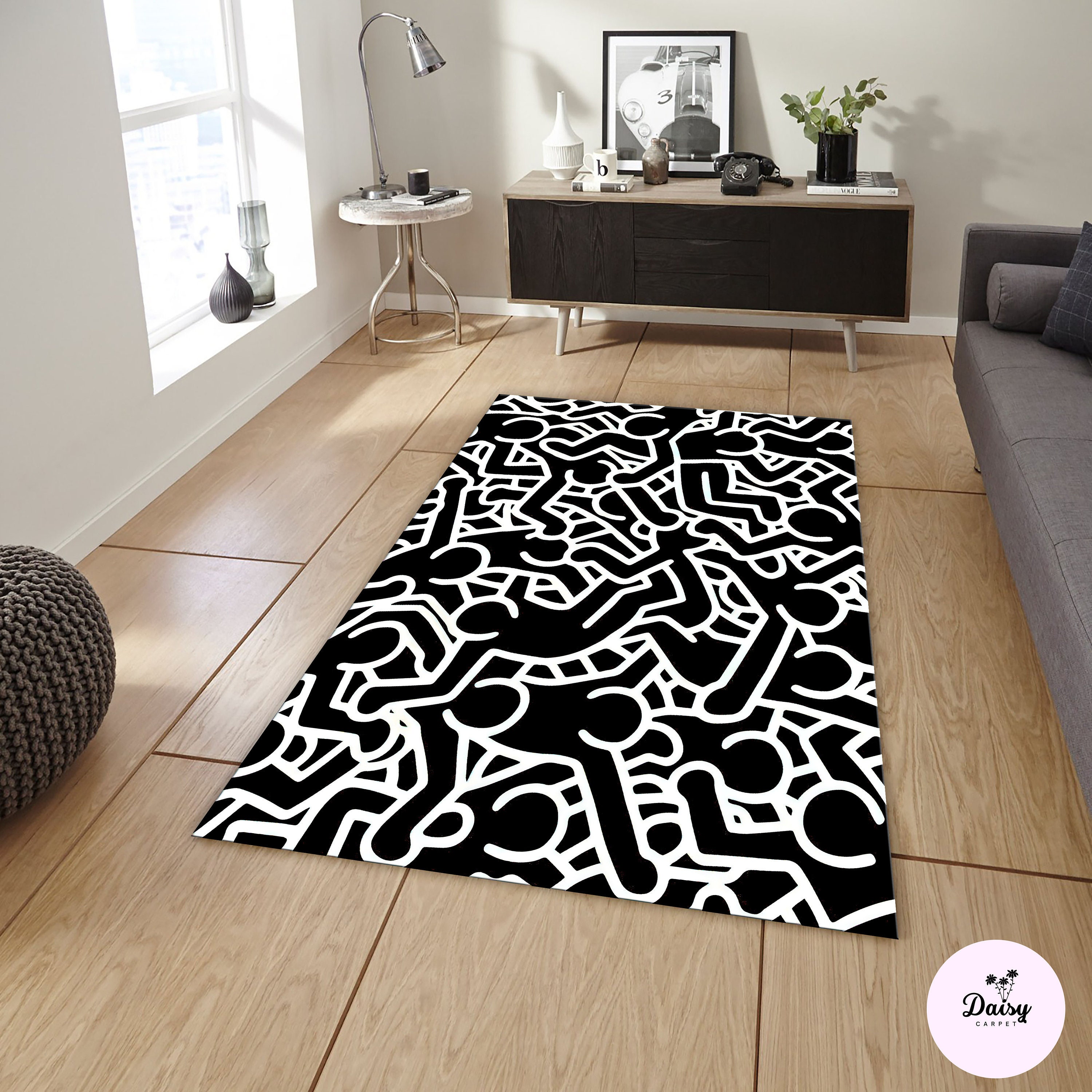 Slip schoenen heerlijkheid Habubu Geometrisch tapijt zwart-wit tapijt geometrisch zwart en wit - Etsy België